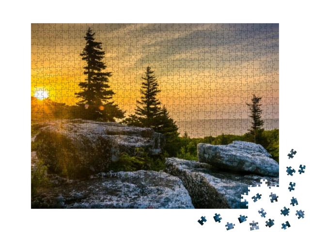 Puzzle 1000 Teile „Sonnenaufgang im Bear Rocks Preserve in der Dolly Sods Wilderness “