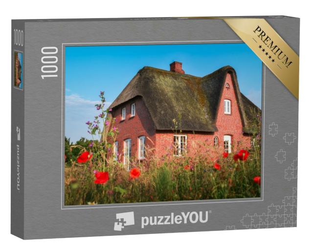 Puzzle 1000 Teile „Wunderschönes altes Reetdachhaus auf der Insel Sylt, Deutschland“