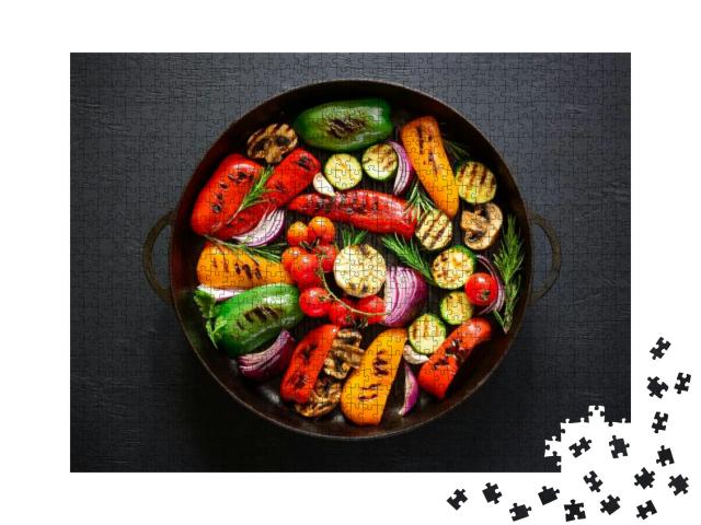 Puzzle 1000 Teile „Gegrilltes Gemüse in einer gusseisernen Pfanne“