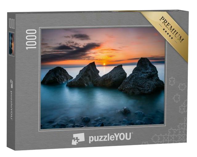 Puzzle 1000 Teile „Meeresfelsen im ruhigen Sonnenuntergang“