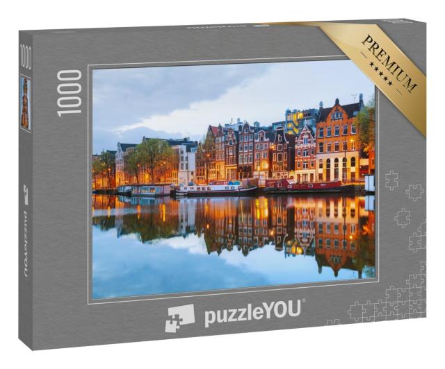Puzzle 1000 Teile „Abendliche Stadtansicht von Amsterdam, Niederlande“