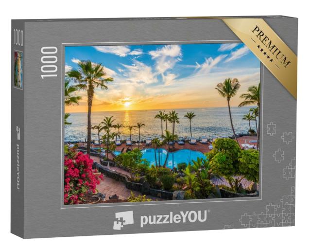 Puzzle 1000 Teile „Sonnenuntergang an der Küste von Adeje, Teneriffa, Spanien“