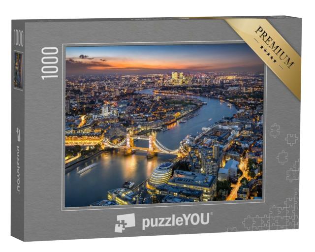 Puzzle 1000 Teile „Londoner Skyline mit Tower Bridge bei Dämmerung“