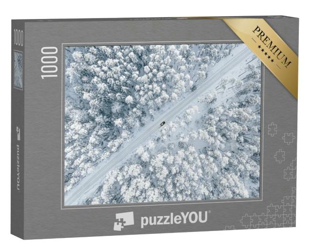 Puzzle 1000 Teile „Ein verschneiter Waldweg  “