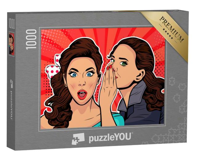 Puzzle 1000 Teile „Frau flüstert Klatsch oder Geheimnis zu ihrer Freundin“