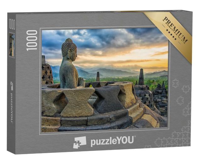Puzzle 1000 Teile „Borobudur-Tempel bei Sonnenuntergang, Java, Indonesien“