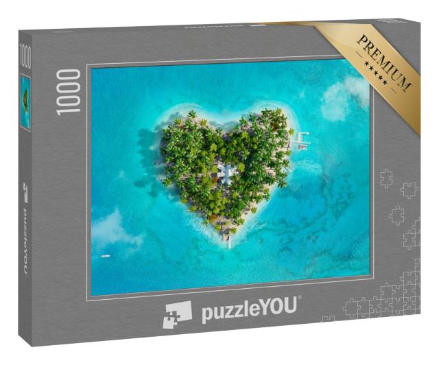 Puzzle 1000 Teile „Tropisches Inselparadies in Form eines Herzens“