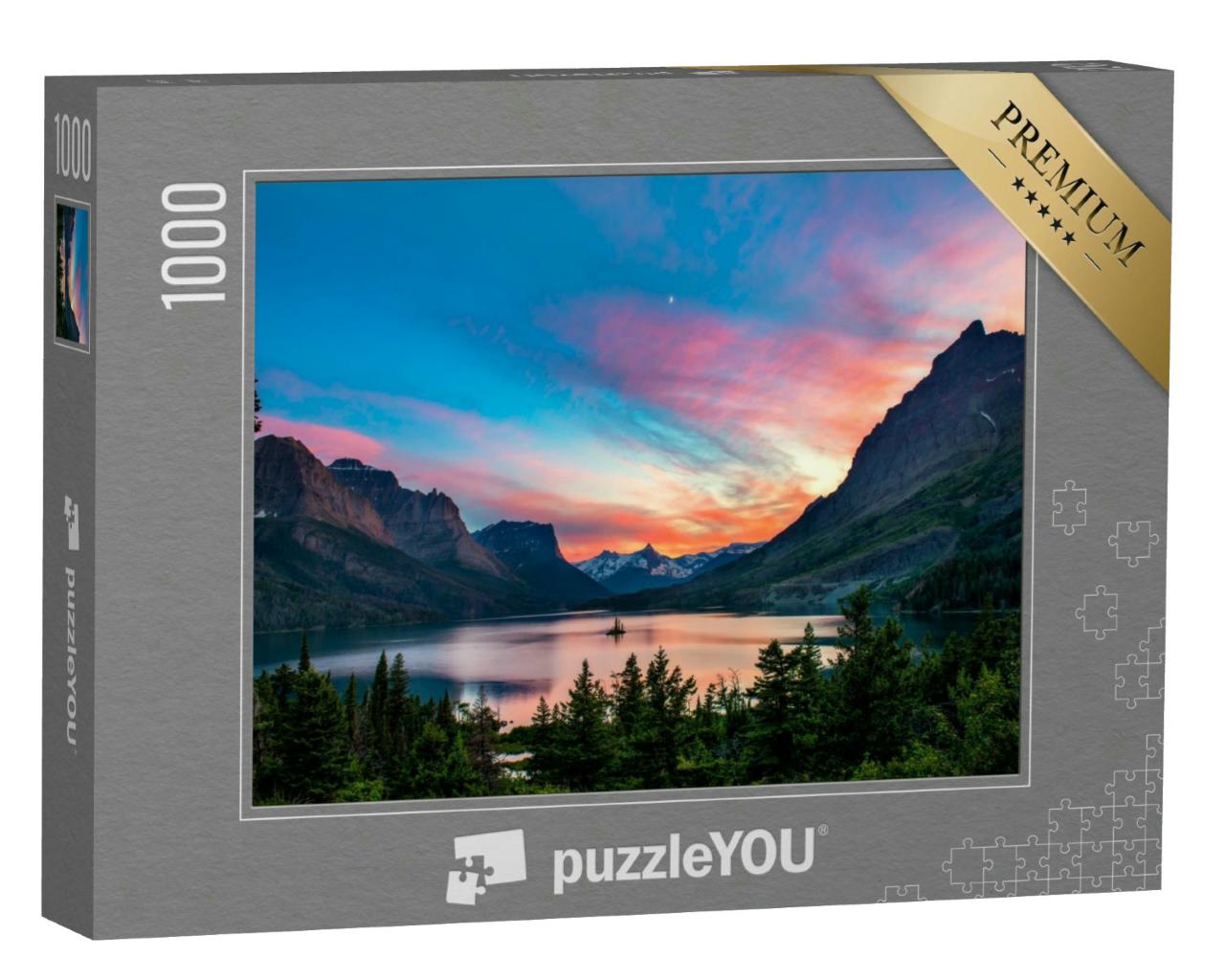 Puzzle 1000 Teile „Sonnenuntergang über dem St. Mary Lake“