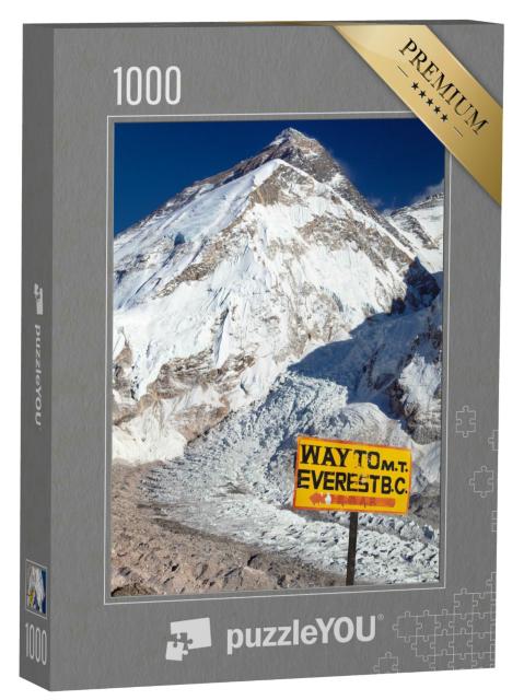 Puzzle 1000 Teile „Wegweiser zum Mount Everest mit Khumbu-Gletscher, Himalaya, Nepal“