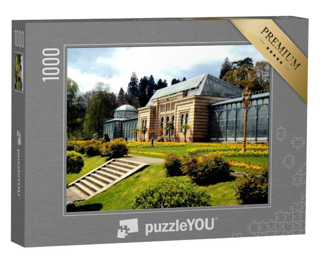 Puzzle 1000 Teile „Altes Haus und Frühlingsblumen in Stuttgart, Deutschland “