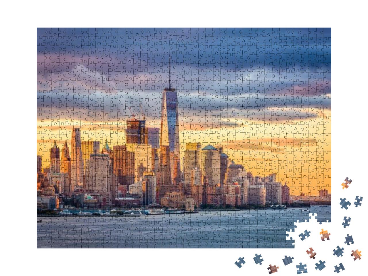 Puzzle 1000 Teile „Das Finanzviertel von New York City am Hudson River“