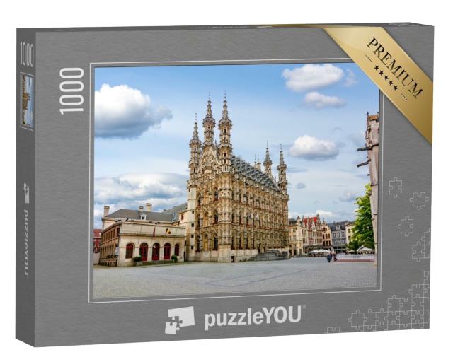 Puzzle 1000 Teile „Imposantes Rathaus im Zentrum von Leuven, Belgien“