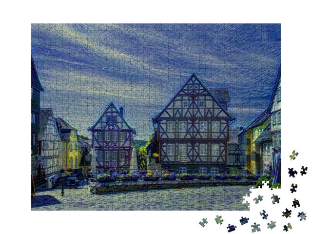 Puzzle 1000 Teile „im Kunst-Stil von van Gogh, Sternennacht - Maismarkt in Wetzlar, Hessen, Deutschland“