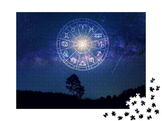 Puzzle 1000 Teile „Tierkreiszeichen innerhalb des Horoskopkreises, Astrologie“
