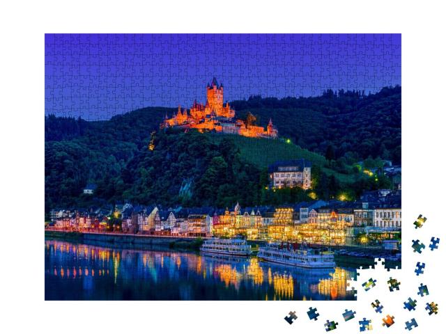 Puzzle 1000 Teile „ Cochem, Deutschland, bei Nacht“