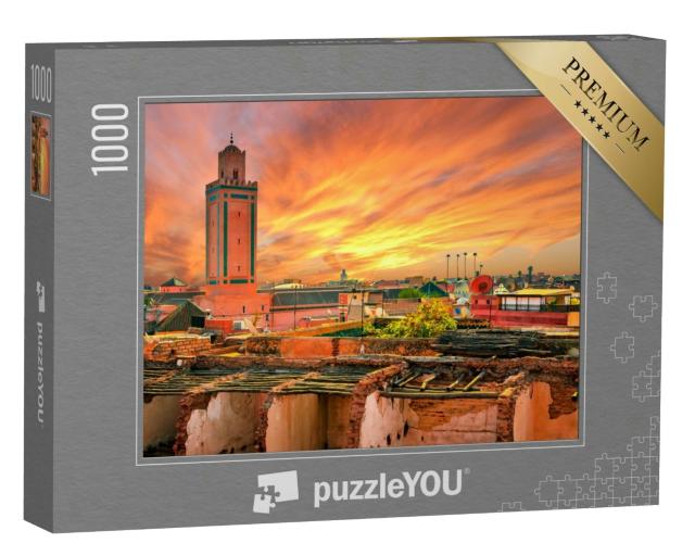 Puzzle 1000 Teile „Sonnenuntergang über Marrakesch, Marokko“