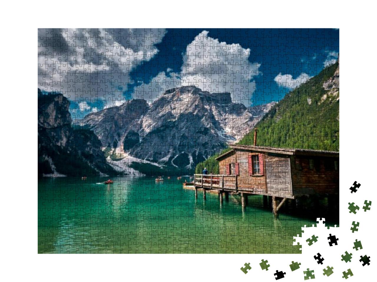 Puzzle 1000 Teile „Landschaft um den Pragser Wildsee in den Dolomiten, Italien“