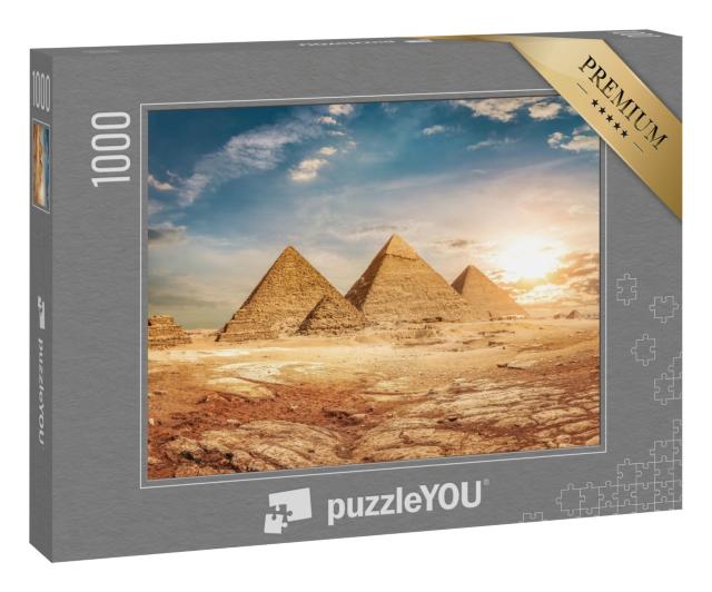 Puzzle 1000 Teile „Ägyptische Pyramiden mit Sandwüste und Himmel“