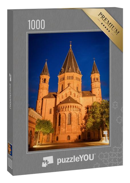 Puzzle 1000 Teile „Der Mainzer Dom am Abend,  Rheinland-Pfalz“
