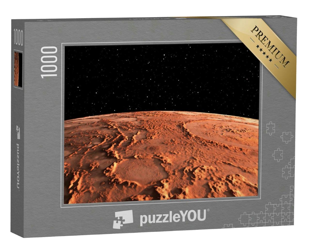 Puzzle 1000 Teile „Mars, der rote Planet, Marsoberfläche und Staub in der Atmosphäre“