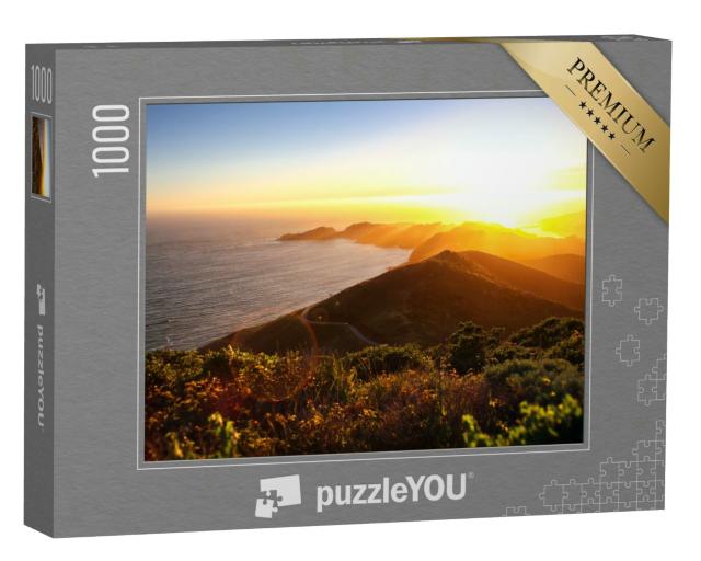 Puzzle 1000 Teile „Dramatischer Sonnenuntergang an der Küste“