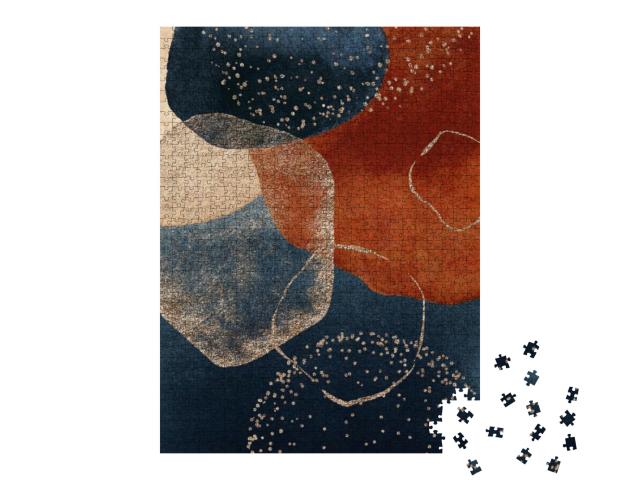 Puzzle 1000 Teile „Abstrakte Bordüre in Terrakotta und Blau“