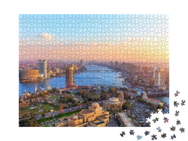 Puzzle 1000 Teile „Luftbild von Kairo bei Sonnenuntergang“