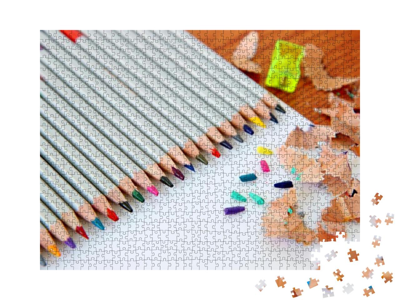 Puzzle 1000 Teile „Buntstifte auf weißem Hintergrund“