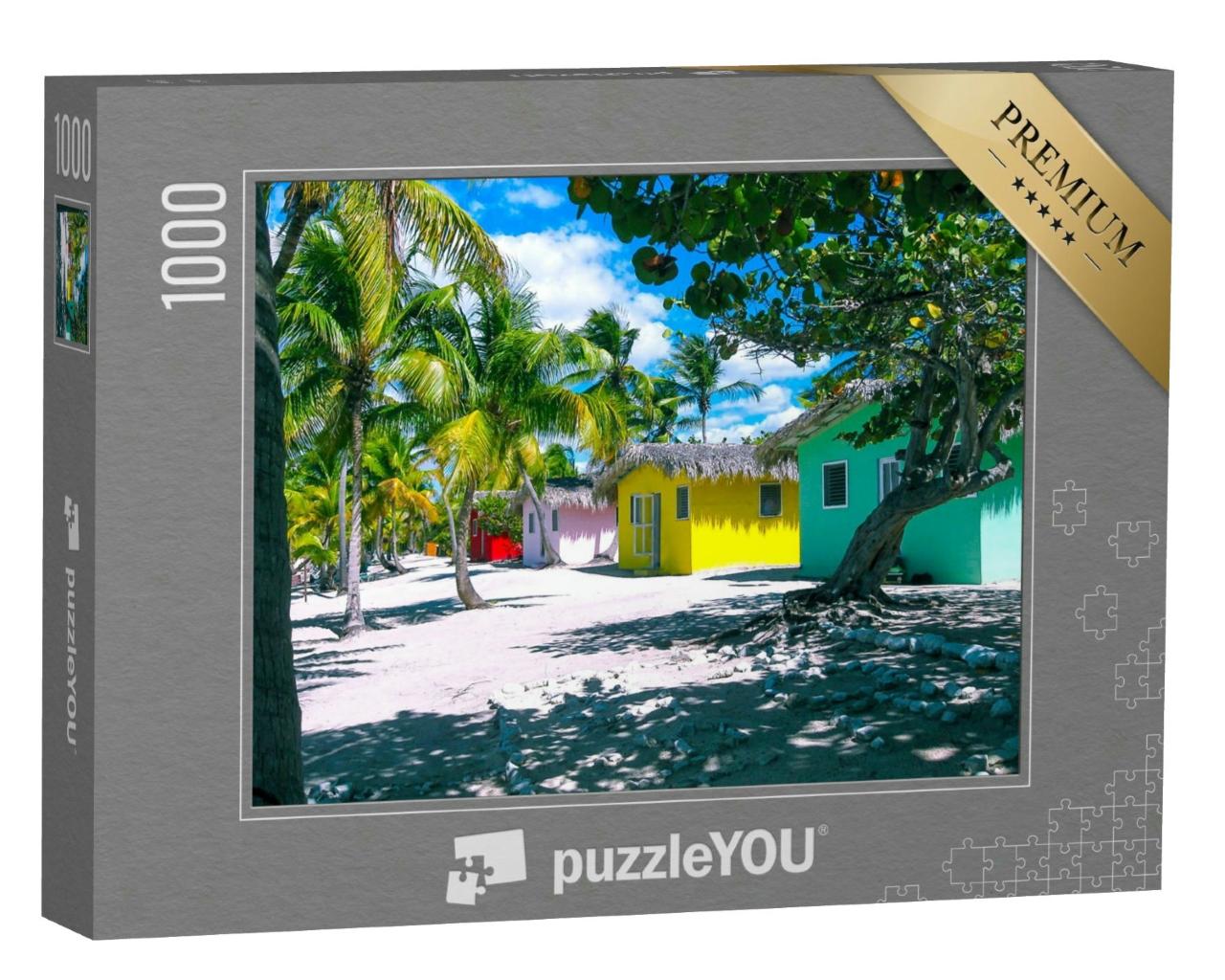 Puzzle 1000 Teile „Bunte Häuser am Strand von Catalina, Dominikanische Republik“