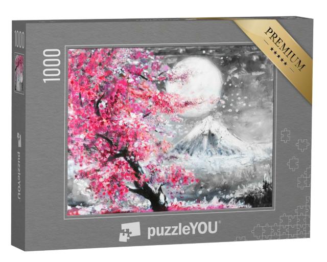 Puzzle 1000 Teile „Ölgemälde: Sakura - japanische Kirschblüte“