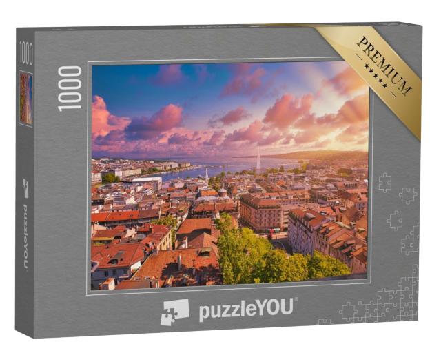 Puzzle 1000 Teile „Genf im Sonnenuntergang“