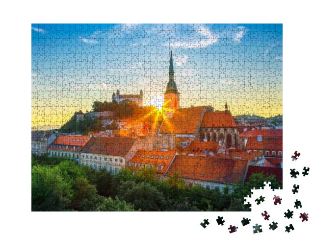 Puzzle 1000 Teile „Burg Bratislava über der Donau in der Altstadt von Bratislava, Slowakei“