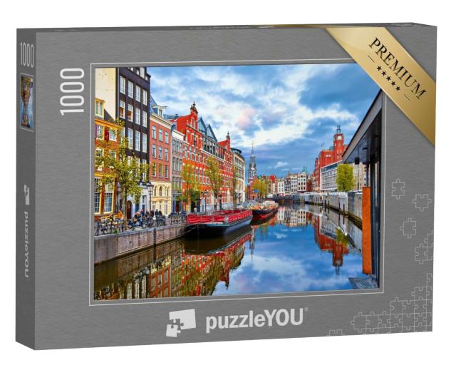Puzzle 1000 Teile „Kanal in Amsterdam im Frühling, Niederlande“