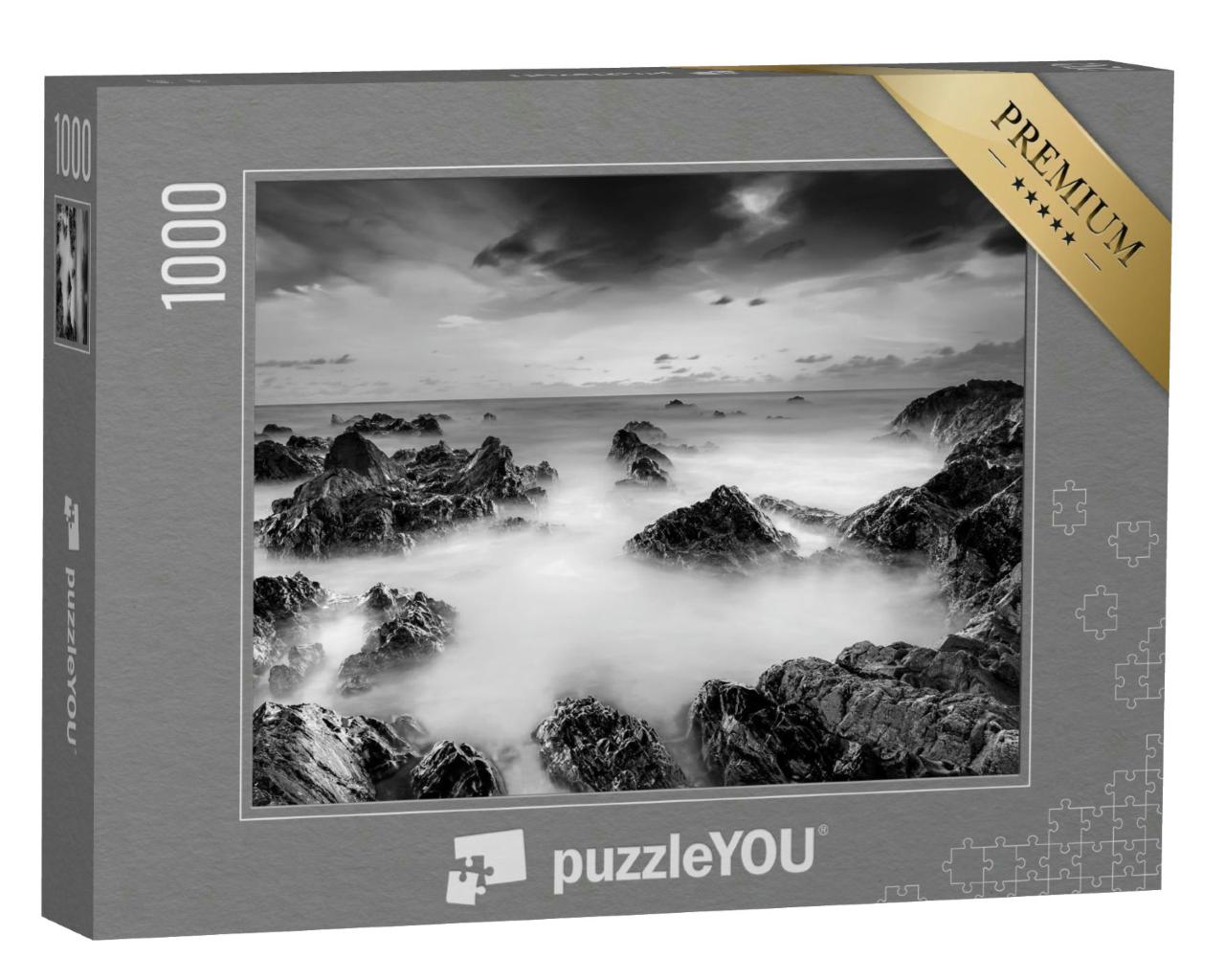 Puzzle 1000 Teile „Meereslandschaft in Schwarz-Weiß“