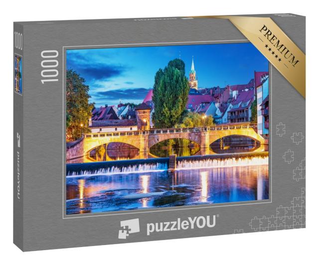 Puzzle 1000 Teile „Sommernacht in der Altstadt von Nürnberg, Deutschland“