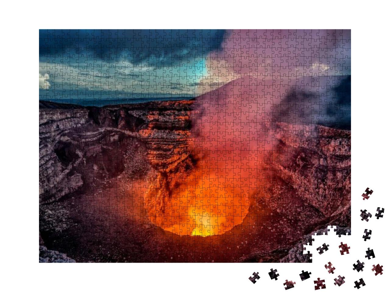 Puzzle 1000 Teile „Vulkankraterausbruch bei Masaya bei Managua, Nicaragua“