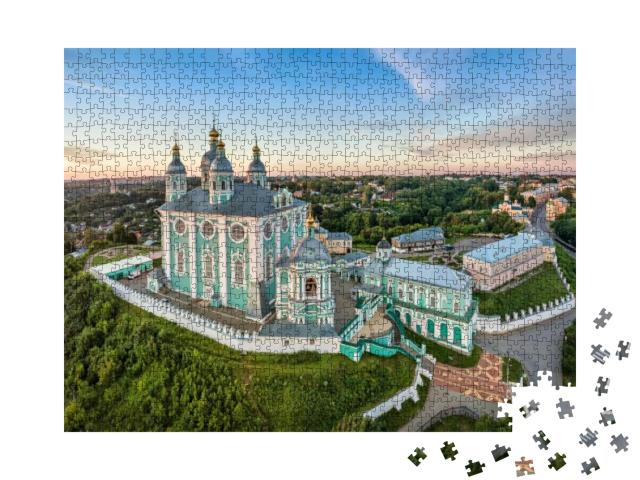 Puzzle 1000 Teile „Luftaufnahme der Uspenskiy-Kathedrale in Smolensk, Russland“
