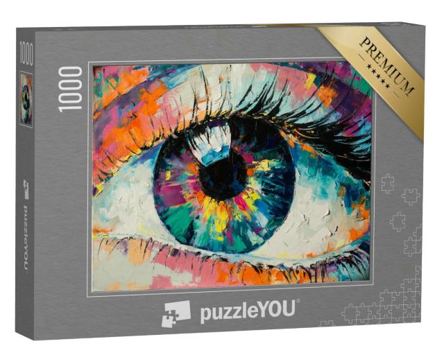 Puzzle 1000 Teile „Konzeptuelles abstraktes Bild des Auges, Ölgemälde“