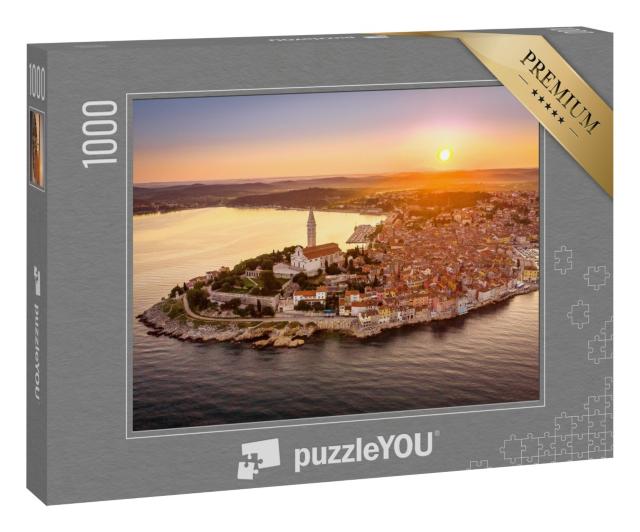 Puzzle 1000 Teile „Sonnenaufgang aus der Luft von Rovinj, Kroatien“