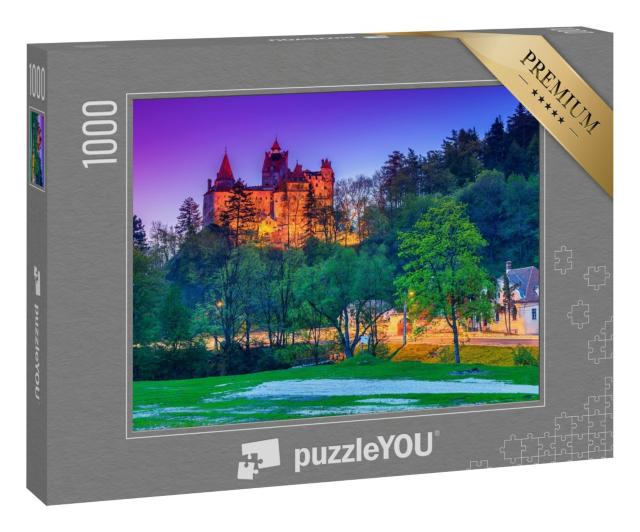 Puzzle 1000 Teile „Schloss Bran mit Lichtern am Abend, Siebenbürgen, Rumänien“