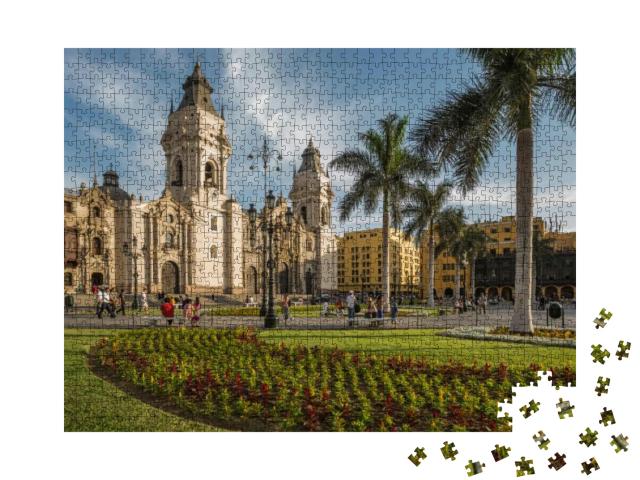 Puzzle 1000 Teile „Kathedralkirche und Hauptplatz der Innenstadt von Lima, Peru“