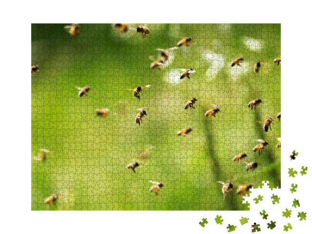Puzzle 1000 Teile „Ein Bienenschwarm an einem sonnigen Tag“