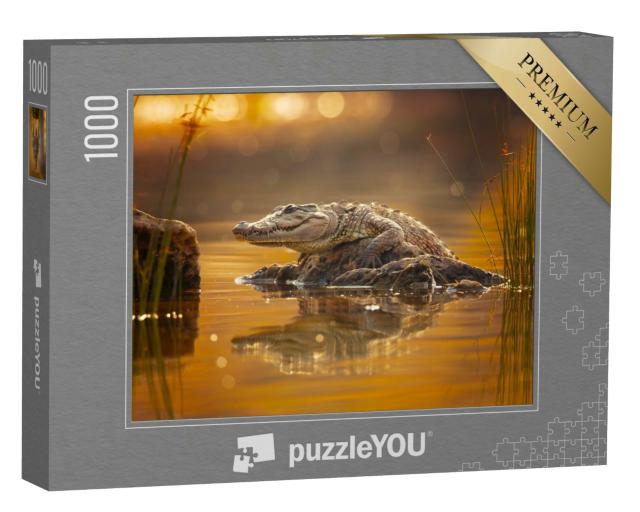 Puzzle 1000 Teile „Das Sumpfkrokodil, Breitschnauzenkrokodil oder Mugger“