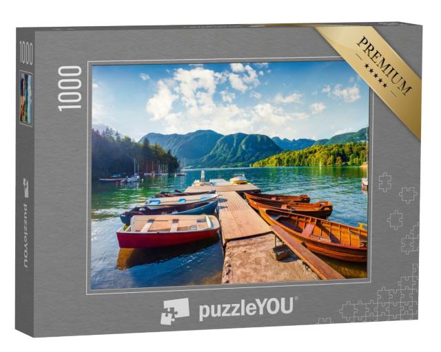 Puzzle 1000 Teile „Sommerpanorama des Bohinjer Sees, Triglav-Nationalpark, Slowenien“