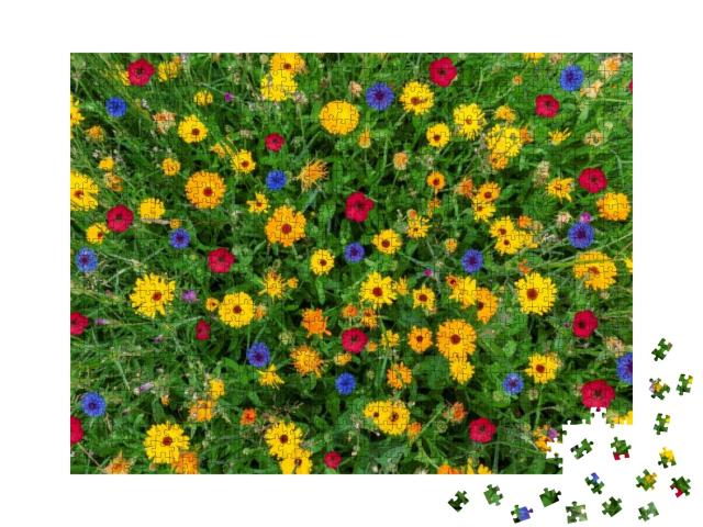 Puzzle 1000 Teile „Eine Bunte Blumenwiese zur Sommerzeit“