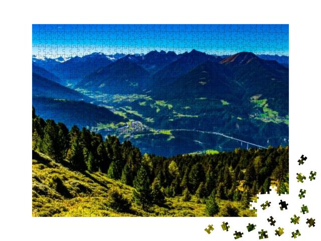 Puzzle 1000 Teile „Blick ins Stubaital vom Patscherkofel in Tirol“