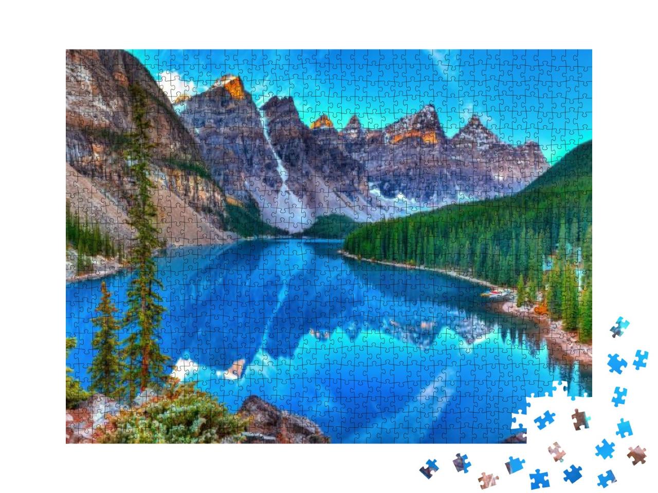 Puzzle 1000 Teile „Moräne See Sonnenaufgang in Banff National Park“