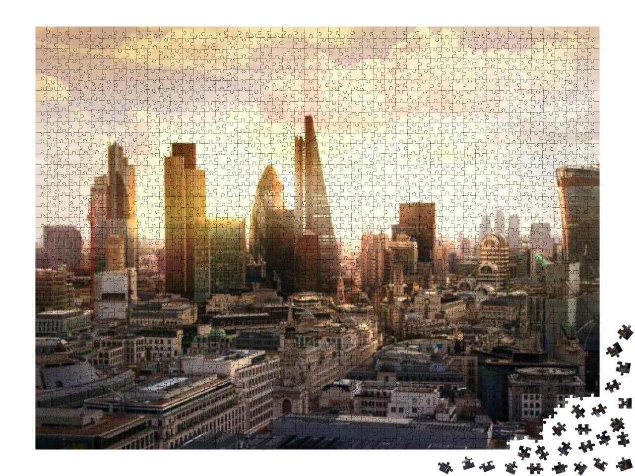 Puzzle 2000 Teile „Abendliche Skyline des Bankenviertels, London, UK“