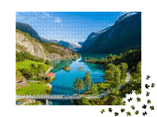 Puzzle 1000 Teile „Der Grüne See in Norwegen “