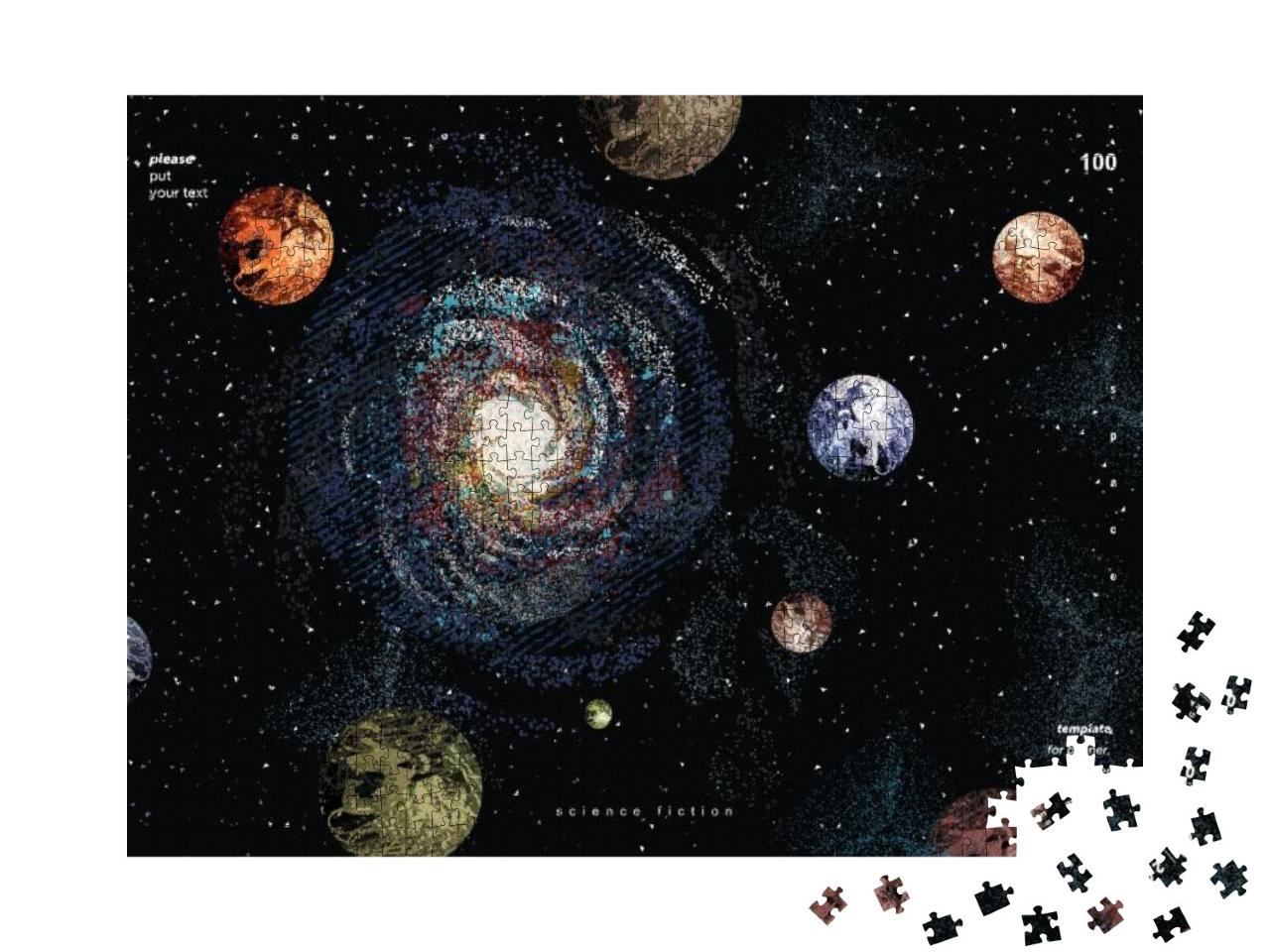 Puzzle 1000 Teile „Illustration einer Galaxie mit Planeten Erde und Mars“